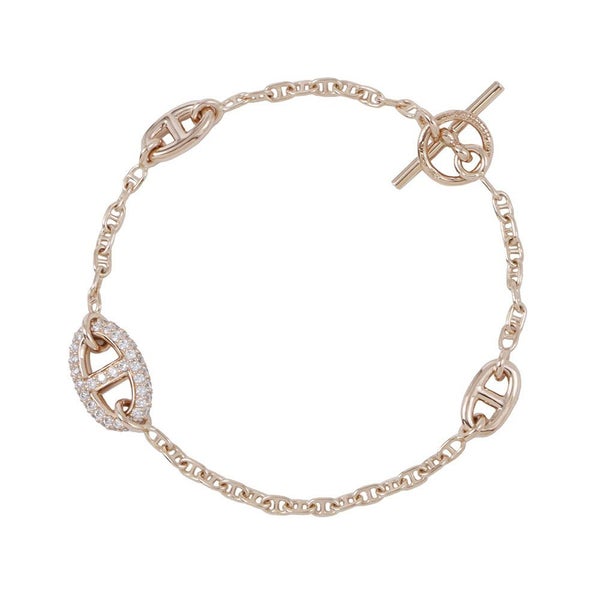 エルメス ブレスレット シェーヌダンクル ファランドール ダイヤモンド K18PGピンクゴールド サイズSH HERMES ジュエリー