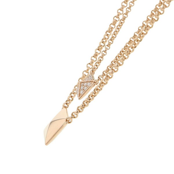 エルメス ネックレス エルメス・クルー・ドゥ・H 2チェーン ダイヤ 24P 0.15ct K18PGピンクゴールド HERMES スタッド ペンダント