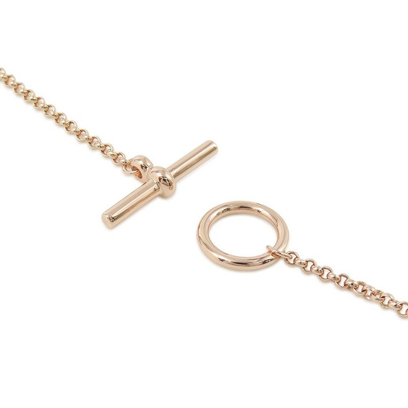 エルメス ネックレス エルメス・クルー・ドゥ・H 2チェーン ダイヤ 24P 0.15ct K18PGピンクゴールド HERMES スタッド ペンダント