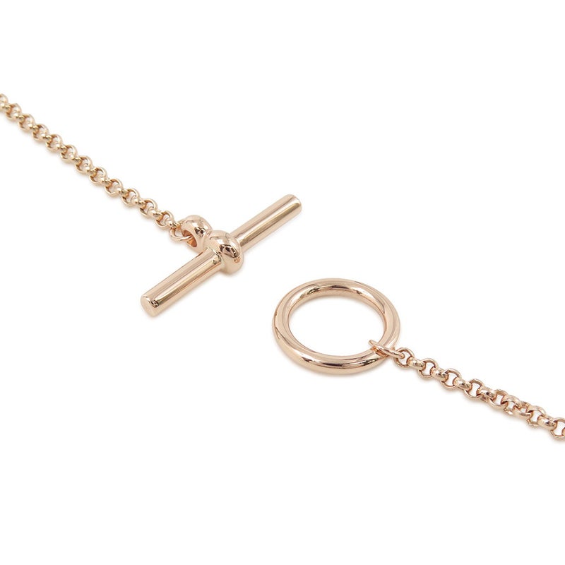 エルメス ネックレス エルメス・クルー・ドゥ・H 2チェーン ダイヤ 24P 0.15ct K18PGピンクゴールド HERMES スタッド ペンダント