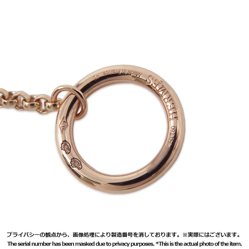エルメス ネックレス エルメス・クルー・ドゥ・H 2チェーン ダイヤ 24P 0.15ct K18PGピンクゴールド HERMES スタッド ペンダント