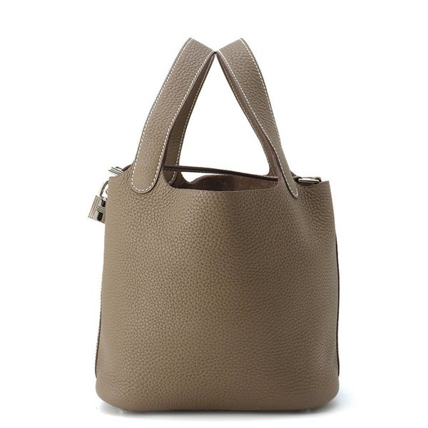 エルメス ハンドバッグ ピコタンロックPM エトゥープ/シルバー金具 トリヨンクレマンス U刻印