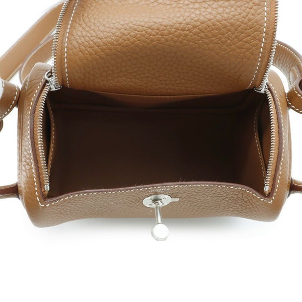 エルメス ハンドバッグ リンディ ミニ ゴールド/シルバー金具 トリヨンクレマンス B刻印 2wayショルダー