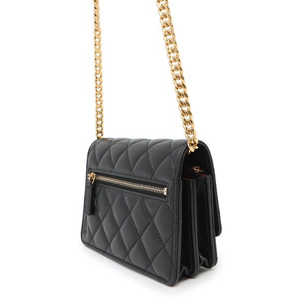 シャネル チェーンウォレット マトラッセ フェイクパール ミニ ラムスキン AP2932 CHANEL 黒