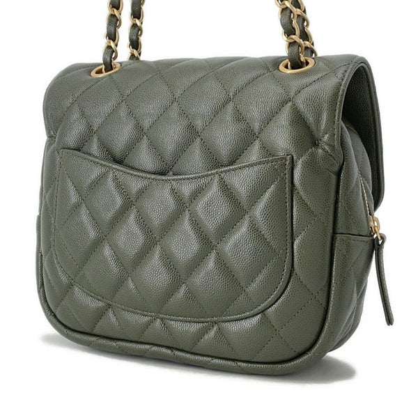 シャネル チェーンショルダーバッグ マトラッセ ココマーク キャビアスキン CHANEL