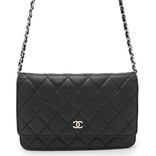 シャネル チェーンウォレット マトラッセ ココマーク ラムスキン キルティング A33814 CHANEL 財布 黒