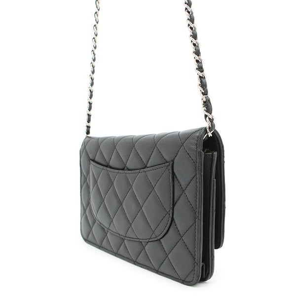 シャネル チェーンウォレット マトラッセ ココマーク ラムスキン キルティング A33814 CHANEL 財布 黒