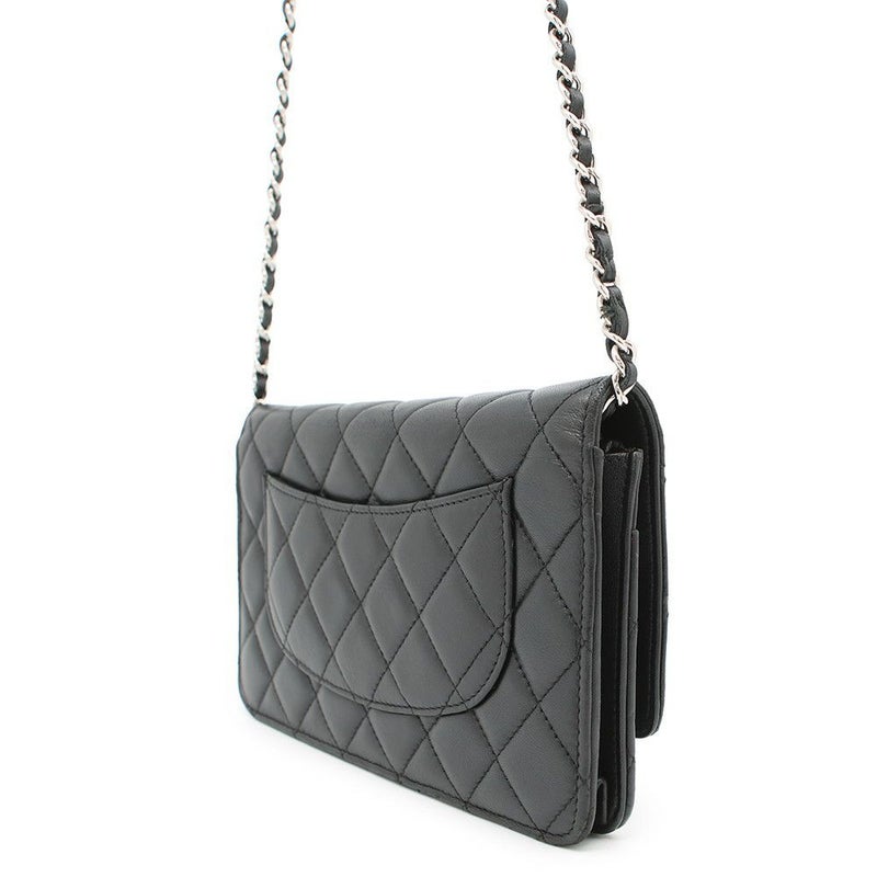 シャネル チェーンウォレット マトラッセ ココマーク ラムスキン キルティング A33814 CHANEL 財布 黒