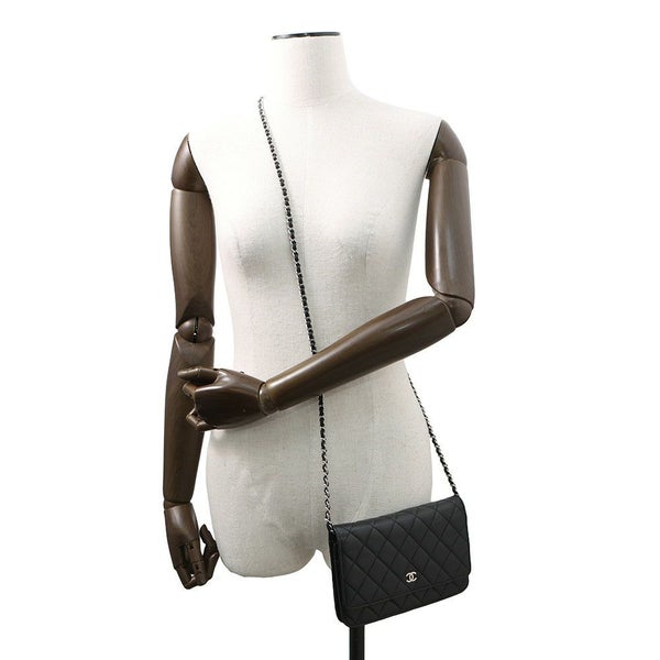 シャネル チェーンウォレット マトラッセ ココマーク ラムスキン キルティング A33814 CHANEL 財布 黒