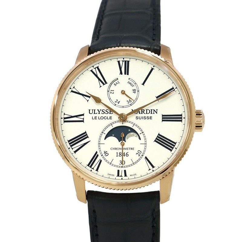 ユリスナルダン マリーン トルピユール ムーンフェイズ 1192-310-0A/1A ULYSSE NARDIN 腕時計 白文字盤