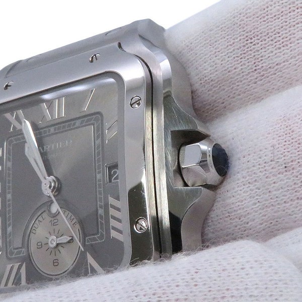 カルティエ サントス ドゥ カルティエ デュアルタイムゾーン LM WSSA0076 Cartier 腕時計 グレー文字盤