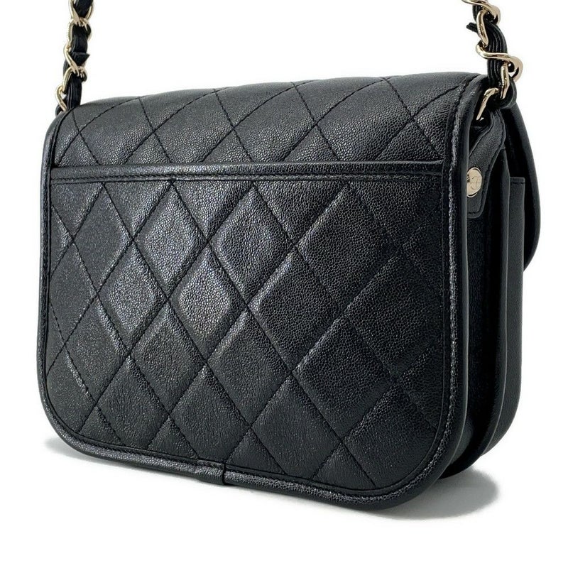 シャネル チェーンショルダーバッグ マトラッセ ココマーク スモールメッセンジャーバッグ ラムスキン AS2447 CHANEL 黒