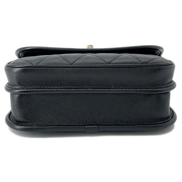 シャネル チェーンショルダーバッグ マトラッセ ココマーク スモールメッセンジャーバッグ ラムスキン AS2447 CHANEL 黒