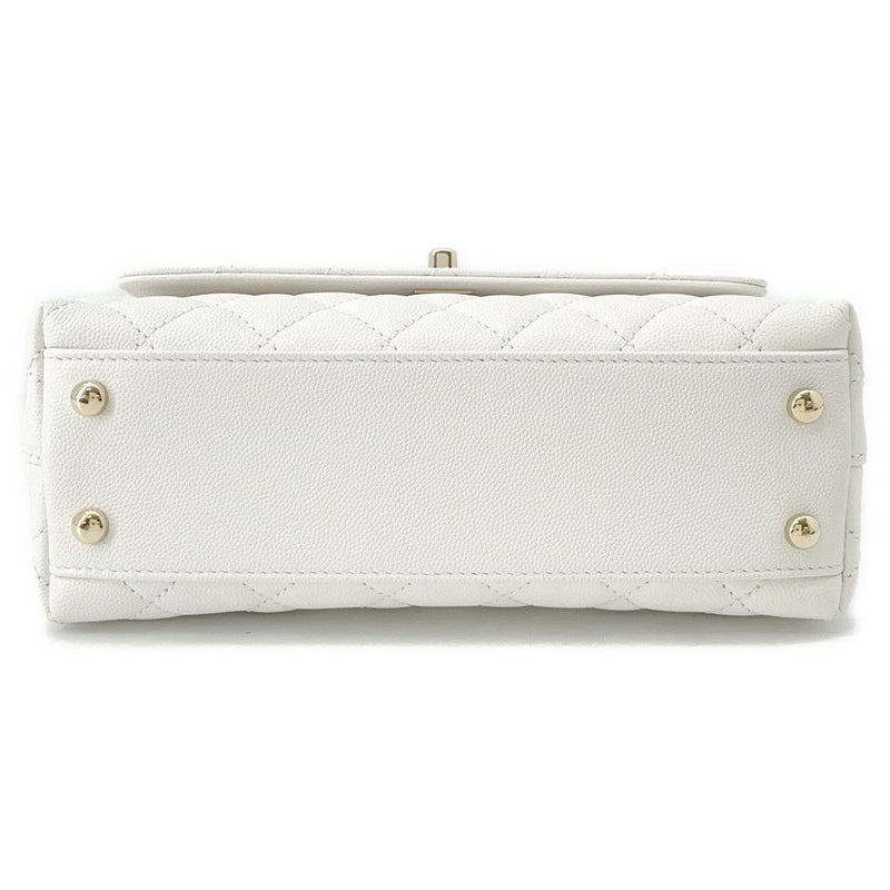 シャネル ハンドバッグ マトラッセ ココマーク ココハンドル キャビアスキン A92990 CHANEL 2way 白