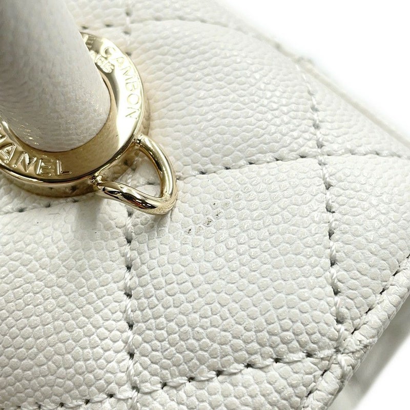 シャネル ハンドバッグ マトラッセ ココマーク ココハンドル キャビアスキン A92990 CHANEL 2way 白