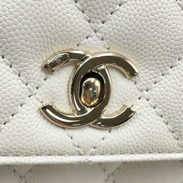 シャネル ハンドバッグ マトラッセ ココマーク ココハンドル キャビアスキン A92990 CHANEL 2way 白