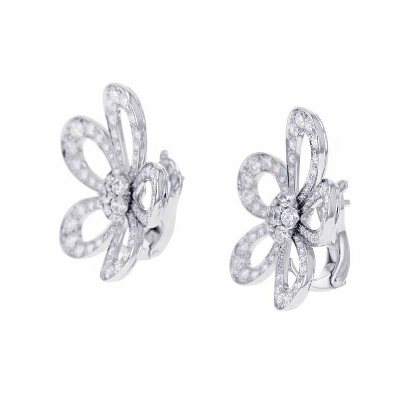 ヴァンクリーフ＆アーペル ピアス フラワーレース イヤリング ダイヤモンド 144P 計2.58ct K18WG VCARP05100