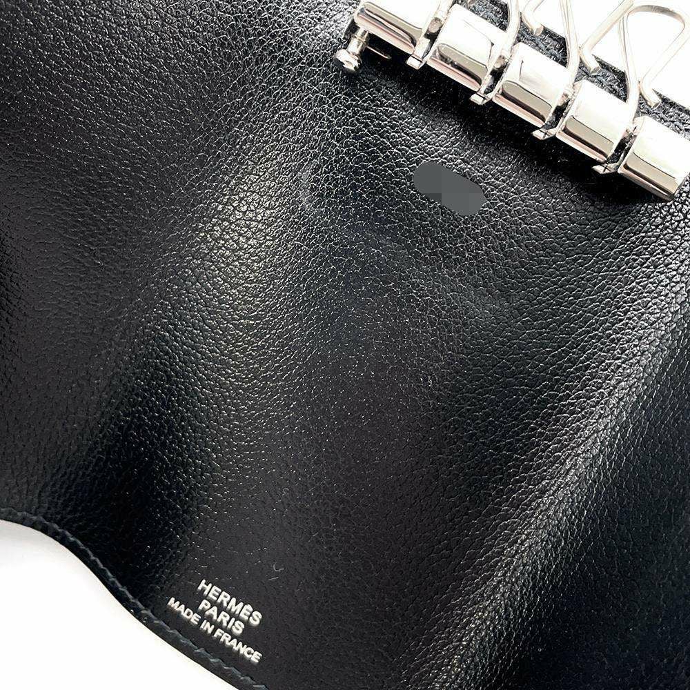 エルメス 4連キーケース エチュイ クレ4 ブラック/シルバー金具 エバー