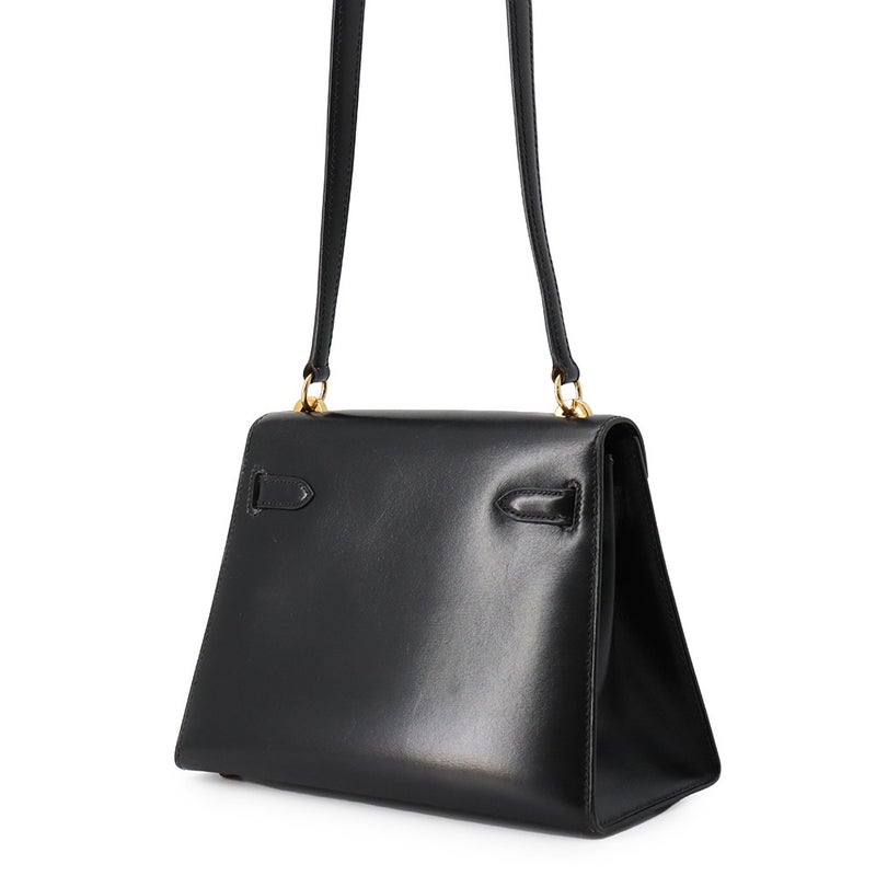 エルメス ハンドバッグ ミニケリー 外縫い ブラック/ゴールド金具 ボックスカーフ 〇S刻印 HERMES Kelly 2wayバッグ 黒