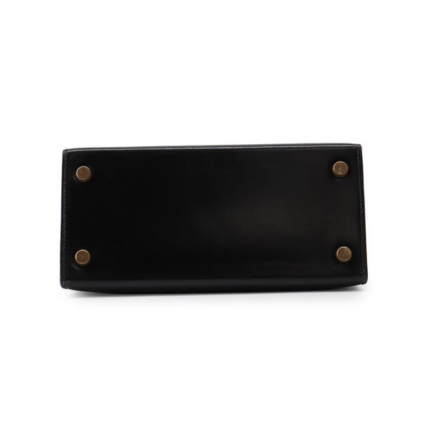 エルメス ハンドバッグ ミニケリー 外縫い ブラック/ゴールド金具 ボックスカーフ 〇S刻印 HERMES Kelly 2wayバッグ 黒