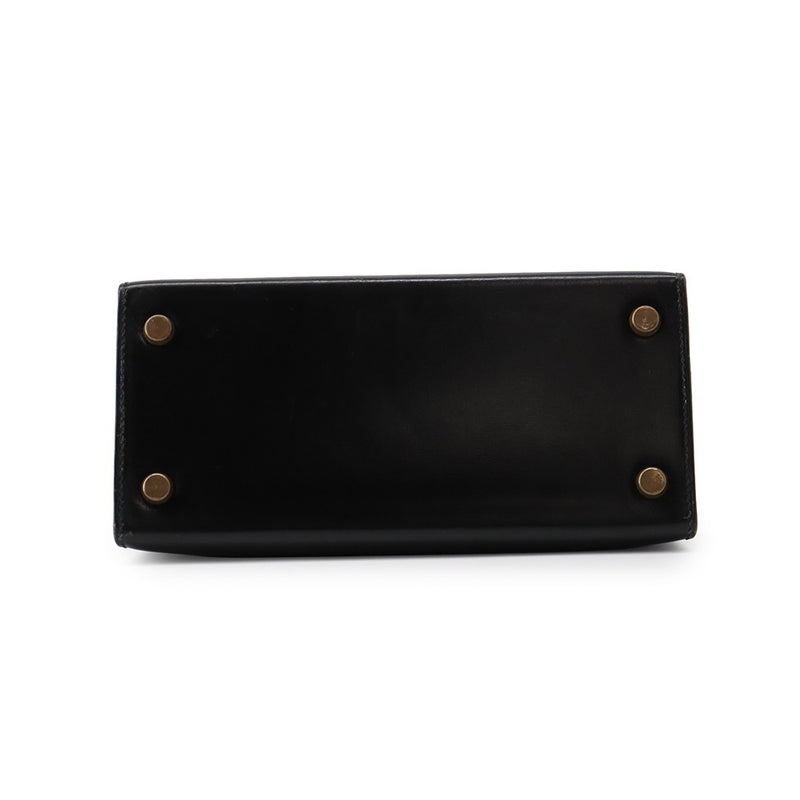 エルメス ハンドバッグ ミニケリー 外縫い ブラック/ゴールド金具 ボックスカーフ 〇S刻印 HERMES Kelly 2wayバッグ 黒