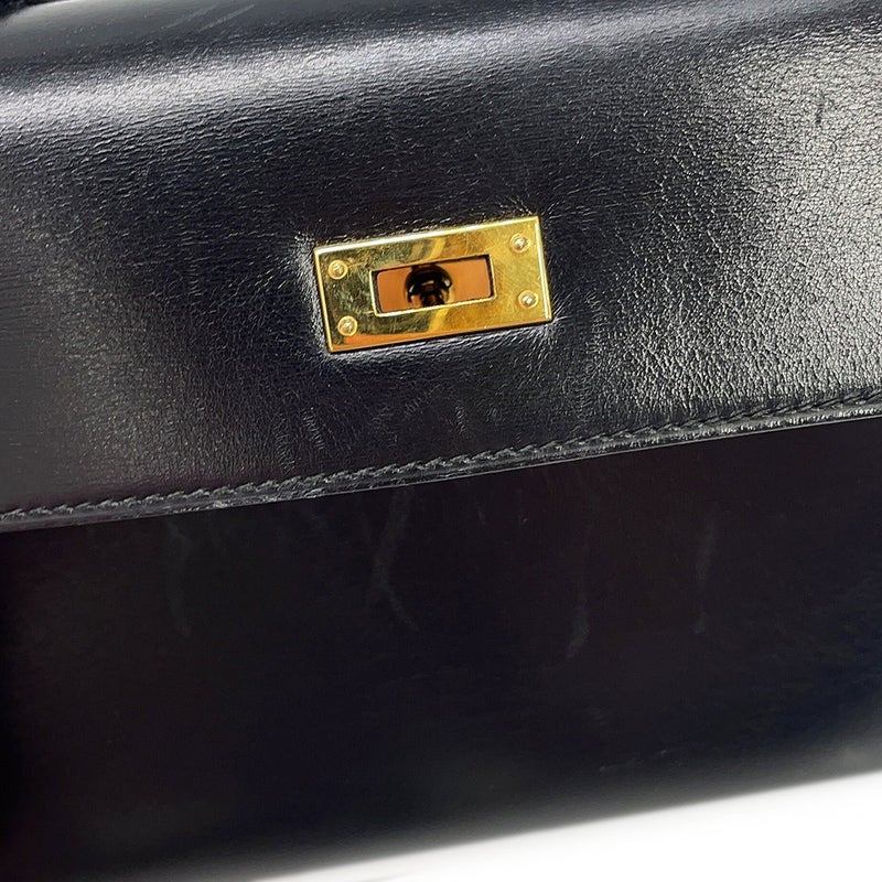 エルメス ハンドバッグ ミニケリー 外縫い ブラック/ゴールド金具 ボックスカーフ 〇S刻印 HERMES Kelly 2wayバッグ 黒
