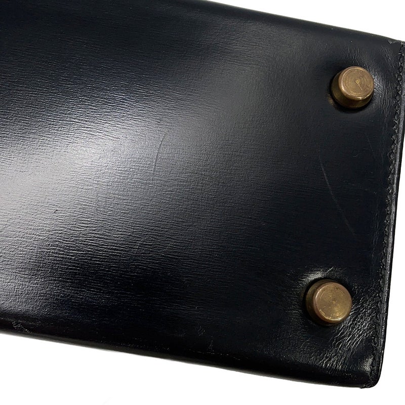 エルメス ハンドバッグ ミニケリー 外縫い ブラック/ゴールド金具 ボックスカーフ 〇S刻印 HERMES Kelly 2wayバッグ 黒
