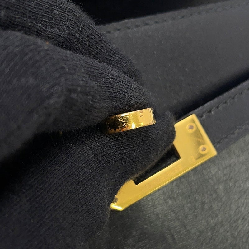 エルメス ハンドバッグ ミニケリー 外縫い ブラック/ゴールド金具 ボックスカーフ 〇S刻印 HERMES Kelly 2wayバッグ 黒