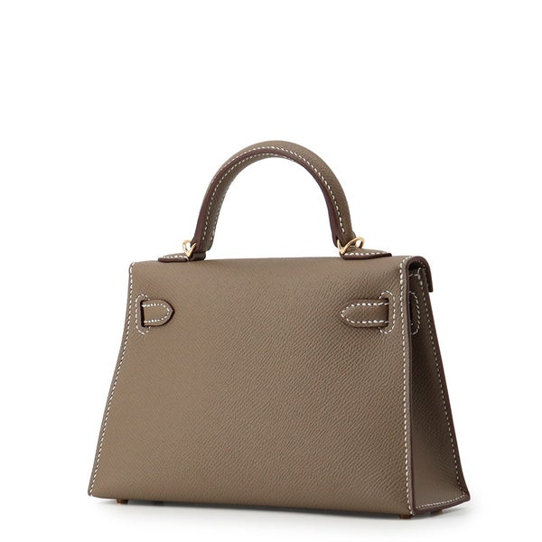 エルメス ハンドバッグ ミニケリー 外縫い エトゥープ/ゴールド金具 エプソン G刻印 HERMES Kelly 2wayバッグ