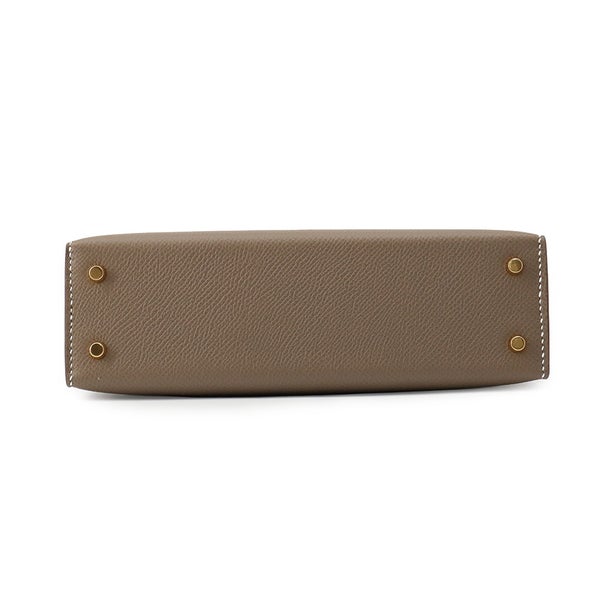 エルメス ハンドバッグ ミニケリー 外縫い エトゥープ/ゴールド金具 エプソン G刻印 HERMES Kelly 2wayバッグ