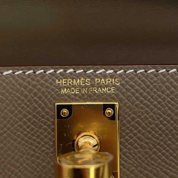 エルメス ハンドバッグ ミニケリー 外縫い エトゥープ/ゴールド金具 エプソン G刻印 HERMES Kelly 2wayバッグ