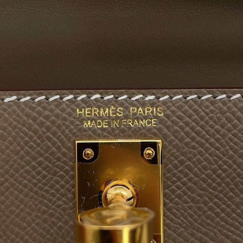 エルメス ハンドバッグ ミニケリー 外縫い エトゥープ/ゴールド金具 エプソン G刻印 HERMES Kelly 2wayバッグ