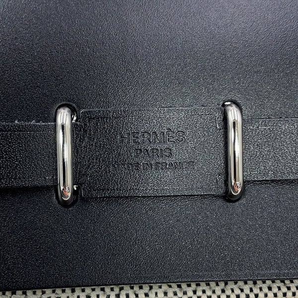 エルメス ショルダーバッグ エールバッグジップ ミニ ブラック/エクリュ/シルバー金具 トワルアッシュ/ヴァッシュハンター G刻印 黒