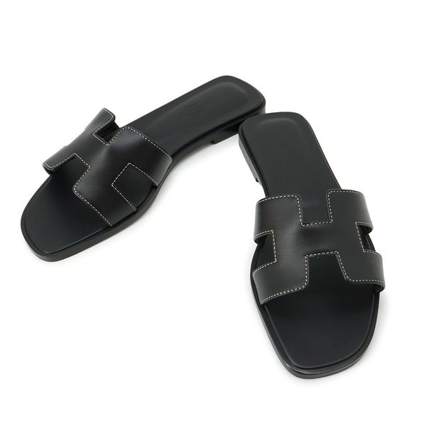 エルメス サンダル オラン レザー レディースサイズ36 1/2 HERMES 靴 黒