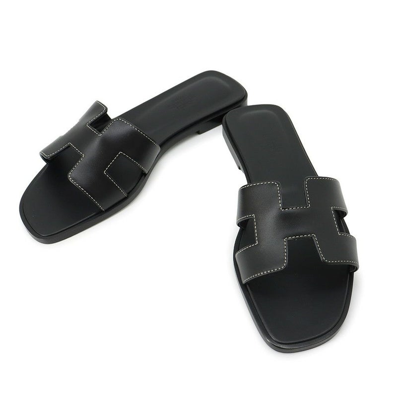 エルメス サンダル オラン レザー レディースサイズ36 1/2 HERMES 靴 黒