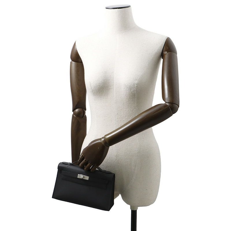 エルメス ハンドバッグ ポシェットケリー ブラック/シルバー金具 スイフト K刻印 HERMES バッグ 黒