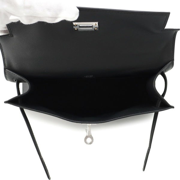 エルメス ハンドバッグ ポシェットケリー ブラック/シルバー金具 スイフト K刻印 HERMES バッグ 黒