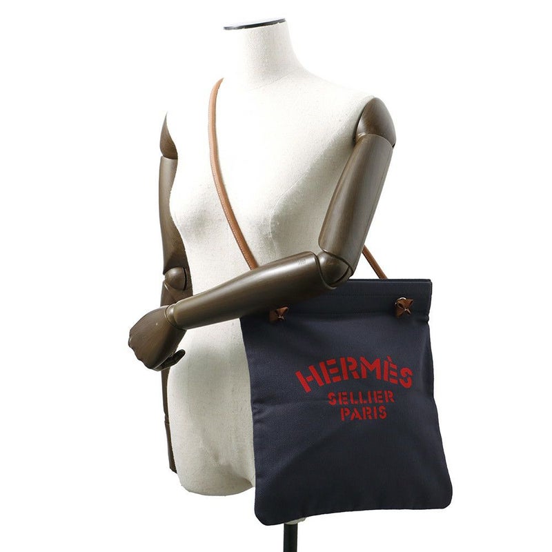 エルメス ショルダーバッグ サック アリーヌMM ブルーインディゴ/フォーブ/シルバー金具 トワルシェブロン/バレニア K刻印