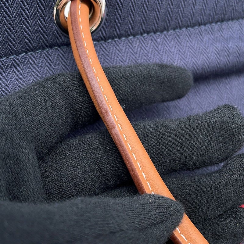 エルメス ショルダーバッグ サック アリーヌMM ブルーインディゴ/フォーブ/シルバー金具 トワルシェブロン/バレニア K刻印