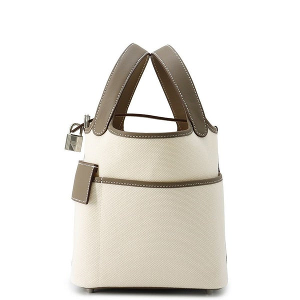 エルメス ハンドバッグ ピコタンロックPM カーゴ エクリュ/エトゥープ/シルバー金具 トワルゴエラン/スイフト W刻印