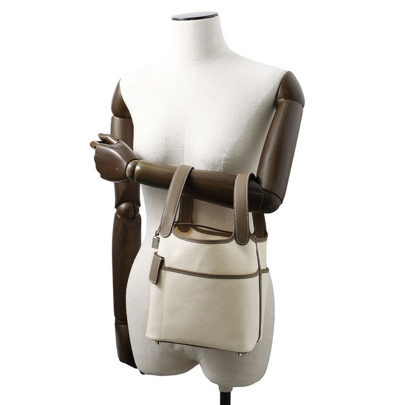 エルメス ハンドバッグ ピコタンロックPM カーゴ エクリュ/エトゥープ/シルバー金具 トワルゴエラン/スイフト W刻印