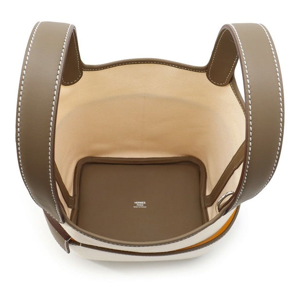 エルメス ハンドバッグ ピコタンロックPM カーゴ エクリュ/エトゥープ/シルバー金具 トワルゴエラン/スイフト W刻印