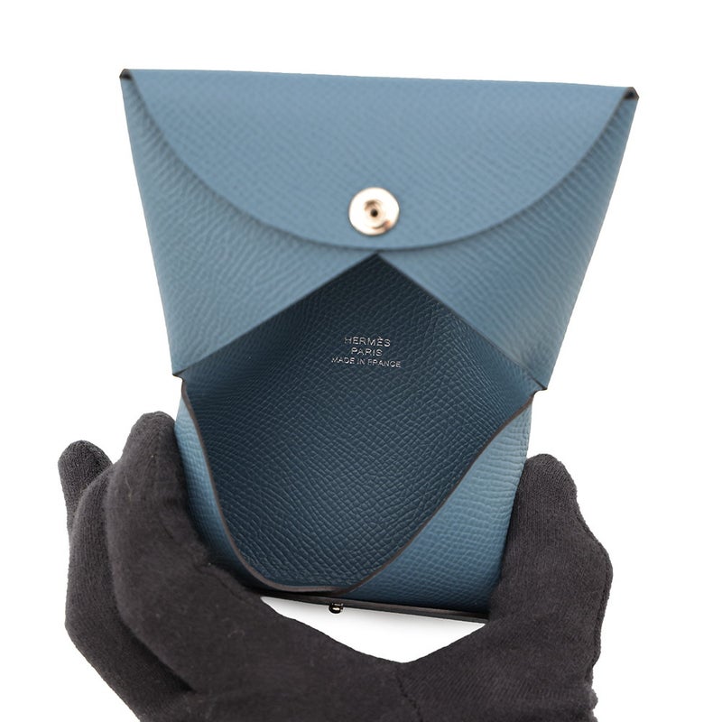 エルメス カードケース カルヴィ ブルートンペット エプソン G刻印 HERMES 名刺入れ