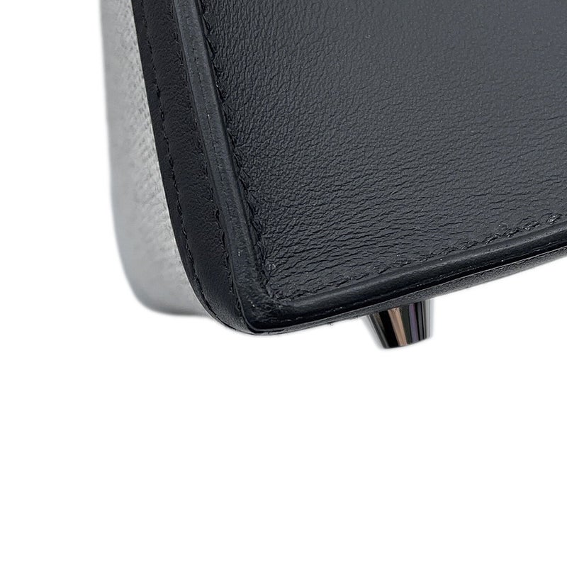 エルメス ハンドバッグ ケリー25 外縫い ブラック/エクリュ/シルバー金具 スイフト/トワルアッシュ K刻印 2way 黒