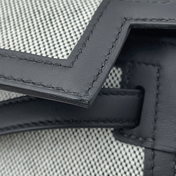 エルメス ハンドバッグ ケリー25 外縫い ブラック/エクリュ/シルバー金具 スイフト/トワルアッシュ K刻印 2way 黒
