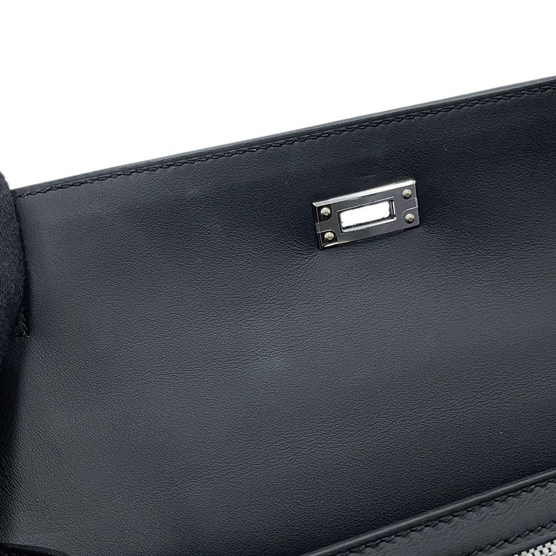 エルメス ハンドバッグ ケリー25 外縫い ブラック/エクリュ/シルバー金具 スイフト/トワルアッシュ K刻印 2way 黒