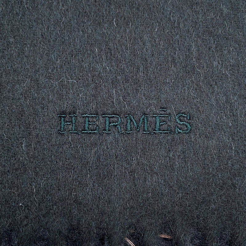 エルメス マフラーレクトヴェルソ リバーシブルグリーン/グレー カシミヤ HERMES ストール メンズ