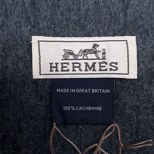エルメス マフラーレクトヴェルソ リバーシブルグリーン/グレー カシミヤ HERMES ストール メンズ