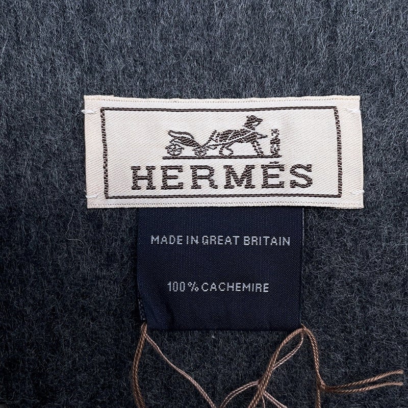 エルメス マフラーレクトヴェルソ リバーシブルグリーン/グレー カシミヤ HERMES ストール メンズ