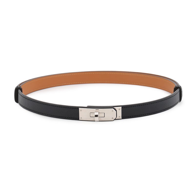 エルメス ケリーベルト 18 ブラック/シルバー金具 エプソン U刻印 HERMES 黒